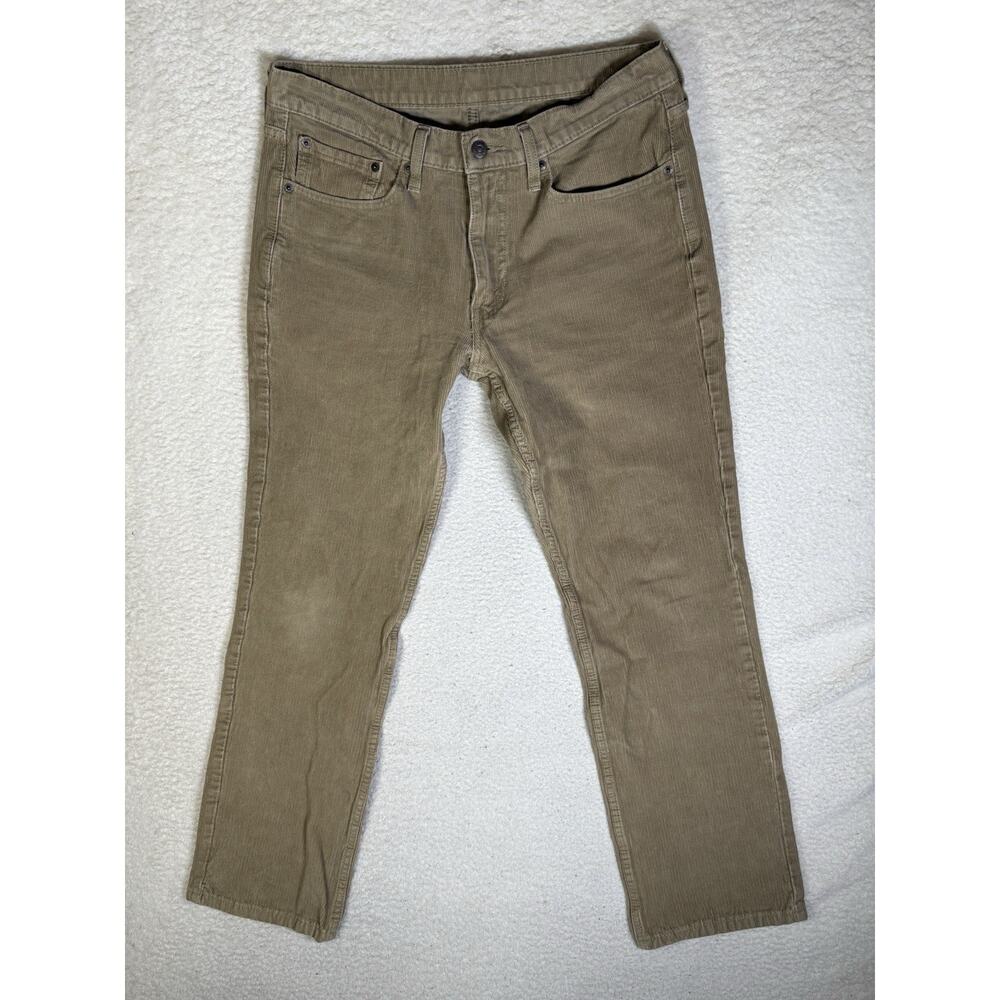 Levis 514 Corduroy Pants Mens 33x32 Beige Slim Straight White Tab 5 Pocket READ